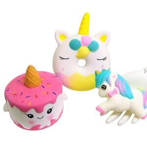 Unicorn Squish Toys Cake Donut Horse Large 6" Birthday Scented Sqeeze Toys New